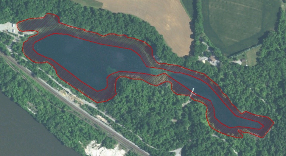 Satellite view of Billmeyer Quarry showing treatment area